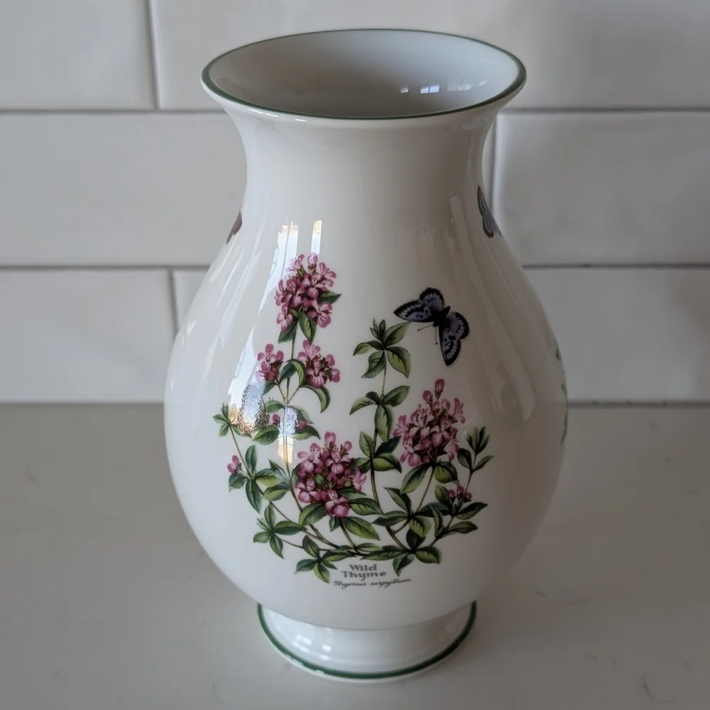 Royal Worcester Herbs Porcelain Butterfly Sage Wild Thyme Flower Vase 9